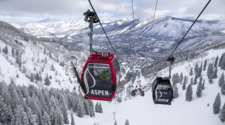 Wintersport in Aspen in Colorado, Amerika.